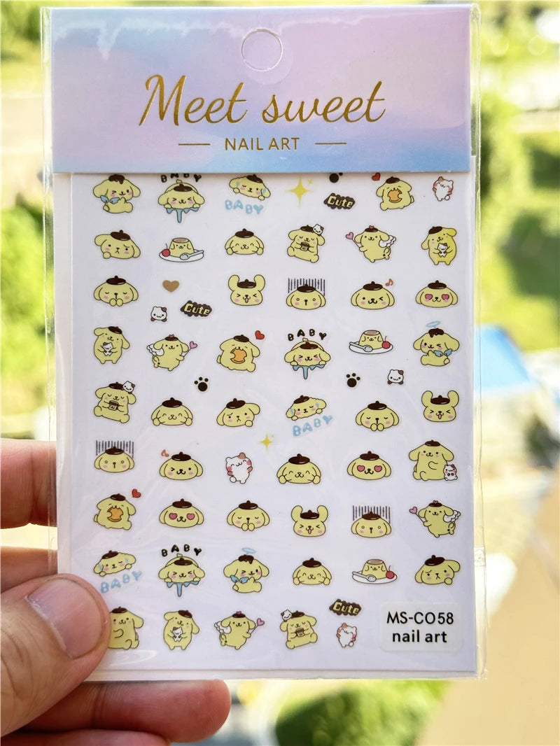 4PCS/1PC Set 3D Kawaii Sanrioed Nail Stickers,Hello Kitty Kuromi Melody Cartoon Nail Decals Decoration Supplies,Press on Nails