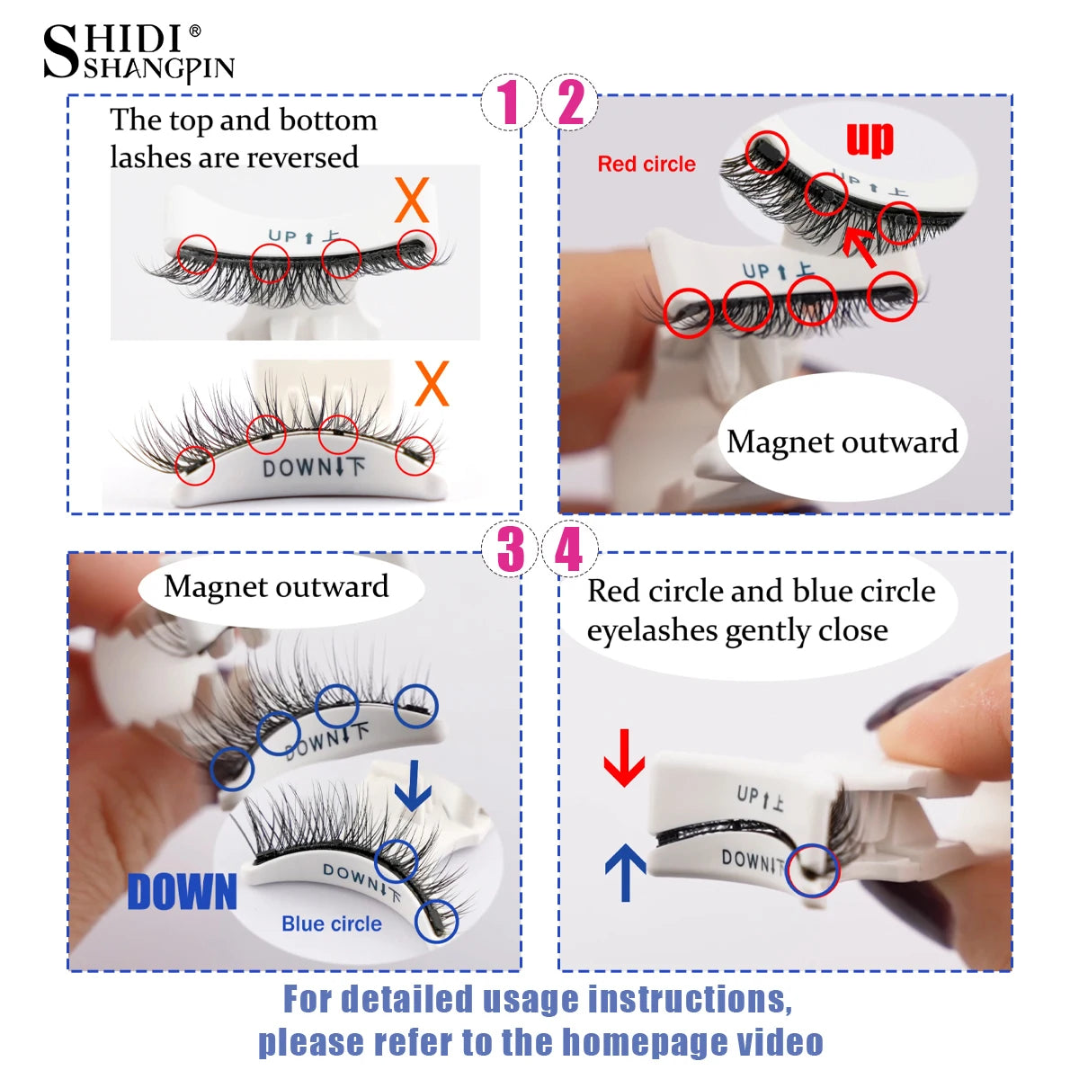 1/2 Pairs Magnetic False Eyelashes Kit Natural Curly Faux Lashes No Glue Needed Magnetic Fake Eyelash with Tweezers Makeup Tool