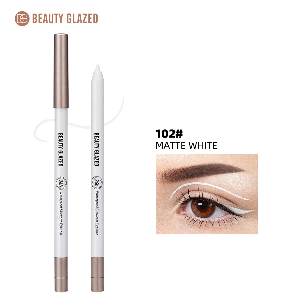 BEAUTY GLAZED Lasting Soft Gel Waterproof Highlighter Gel Pen White eyeliner Lying Silkworm Pen Eyes Makeup