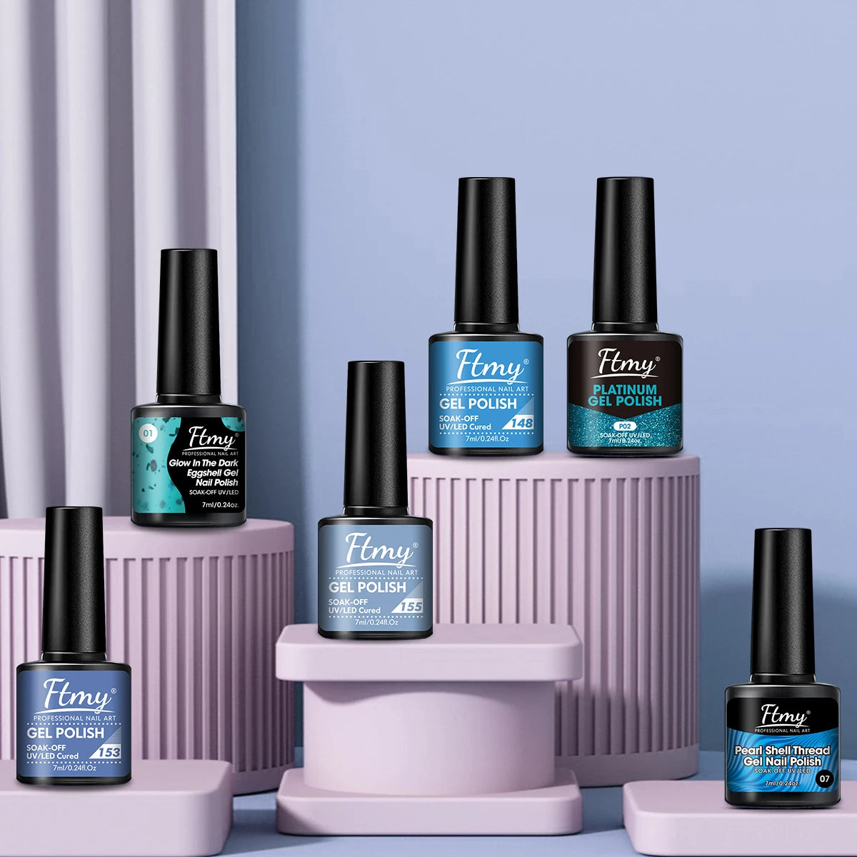 7-piece gel nail polish set, all seasons gel nail polish set with glossy matte top coat and base coat for at-home manicure