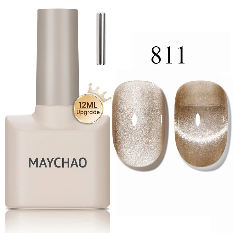 MAYCHAO 10ml Cat Magnetic Gel Nail Polish Cat Eye Glitter Effect Semi Permanent Soak Off UV Gel Varnish Manicure For Nail Art