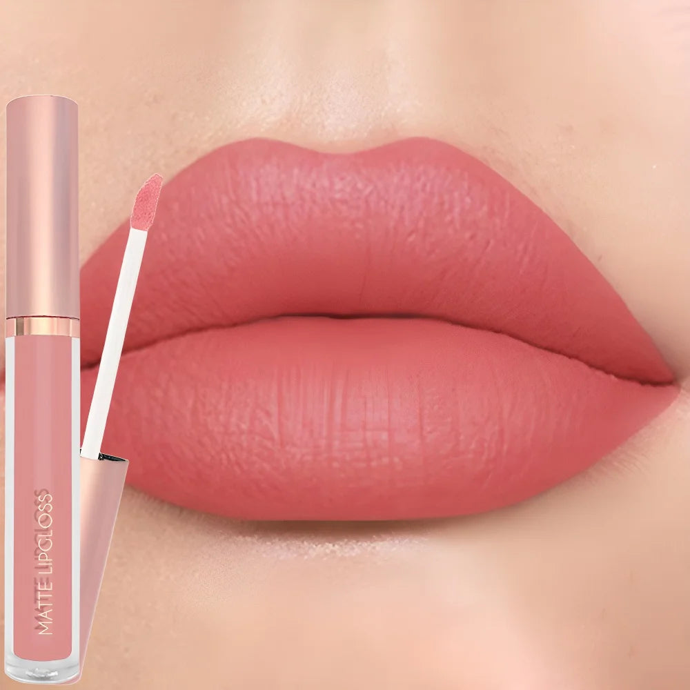 12Colors Creamy Matte Lip Gloss Long-lasting Velvet Non-drying Moisturizing Nude Berry Rose Lipstick Plump Lip Makeup Cosmetics