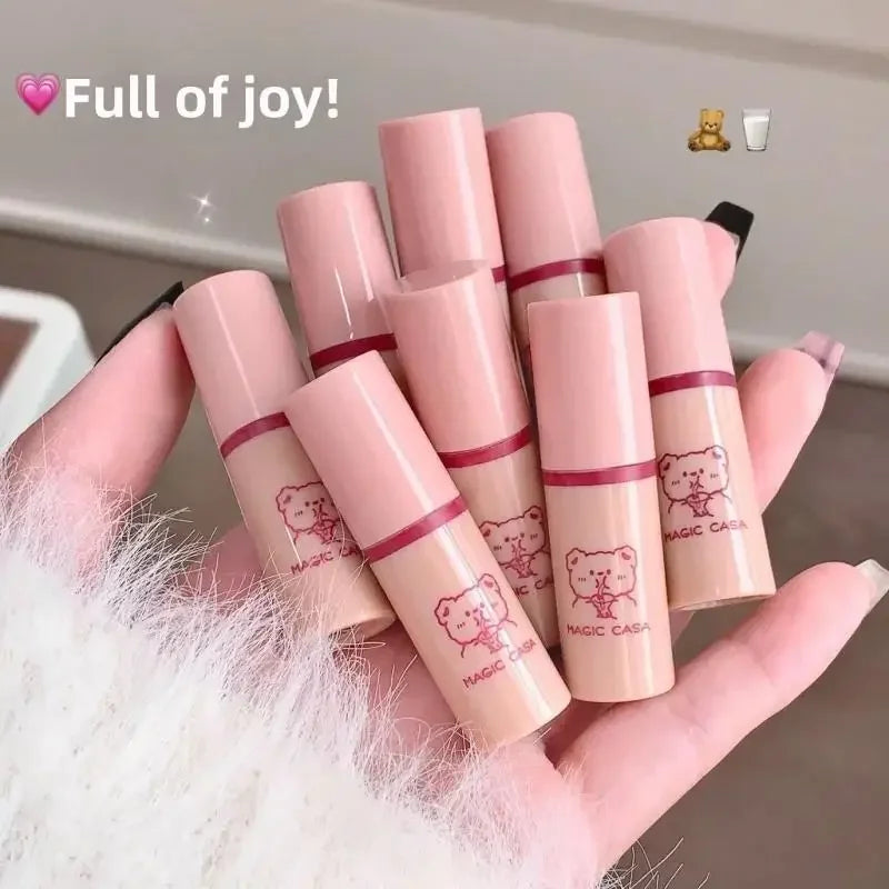Matte Liquid Lipstick Long Lasting Waterproof Nude Red Lip Gloss Smudge Proof Non Fade Cute Bear Set Lip Makeup