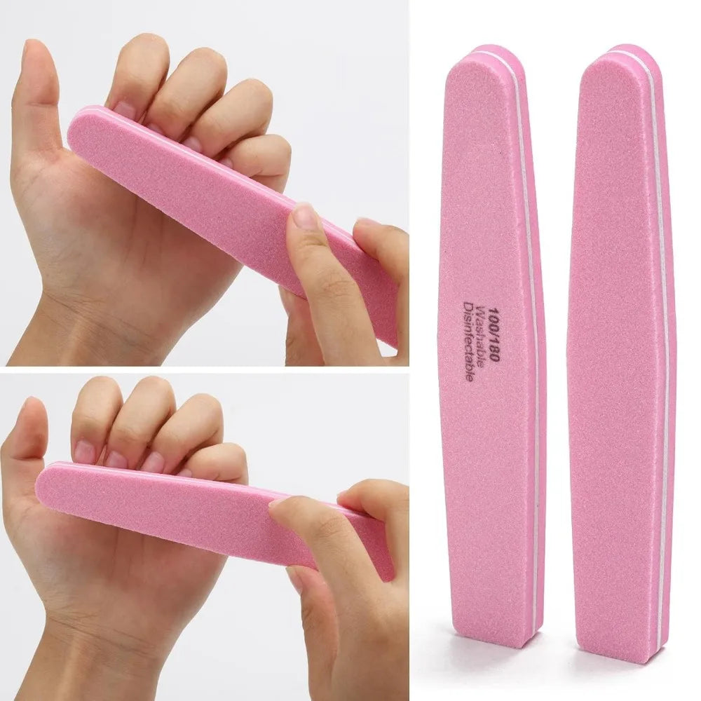 Nail buffer block sponge polished nail file, suitable for acrylic/natural nails, pink