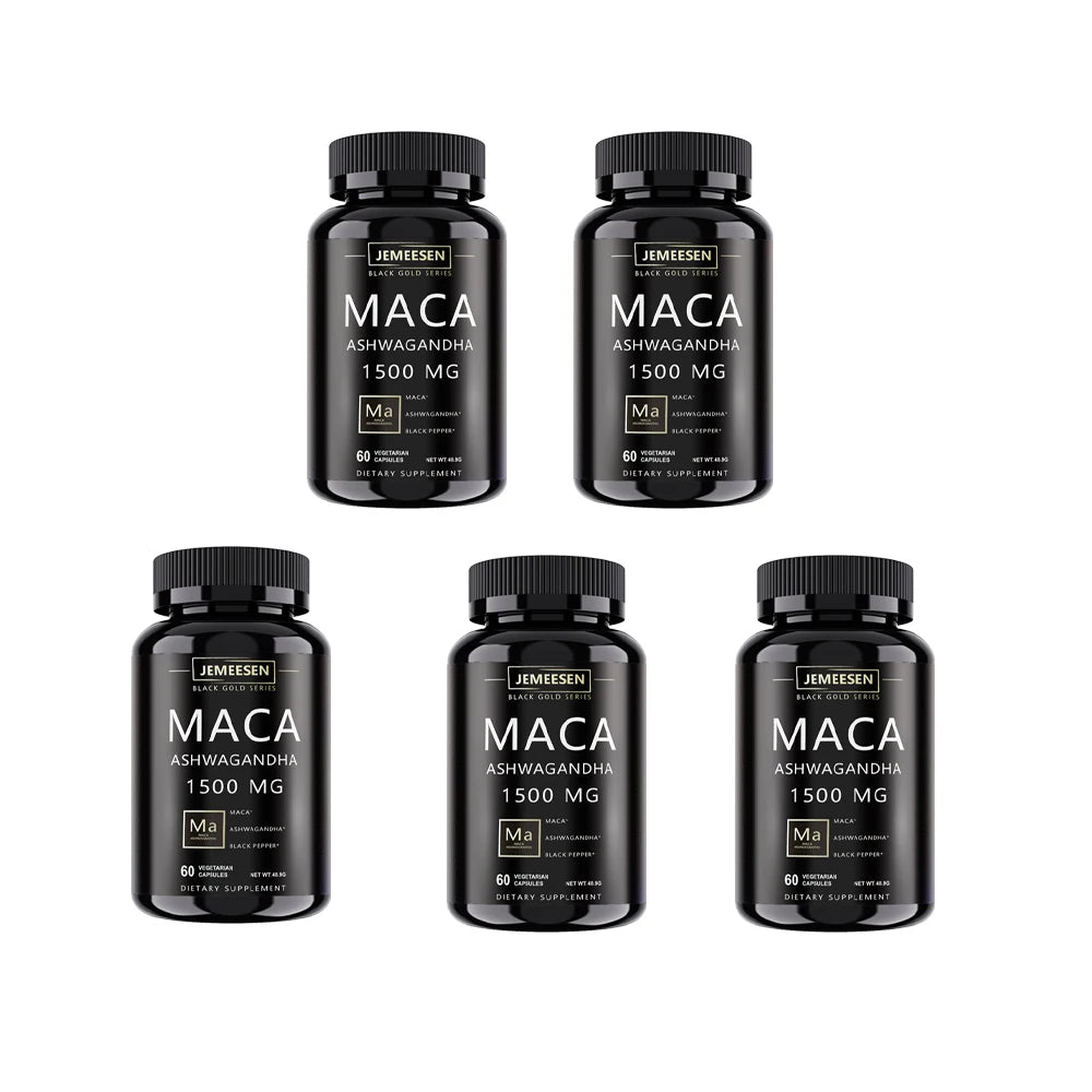 Organic Maca Root Powder Capsules 1500mg containing Maca Root Extract,Ashwagandha,Black Pepper, Supplements for Men