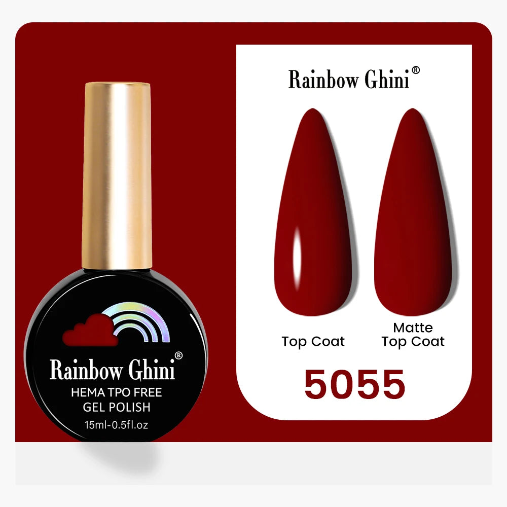 Rainbow Ghini 15ML 146 Colors Long-Lasting Colorful Gel Nail Polish Professional UV/LED Gel Polish Base Coat Matte Top Coat