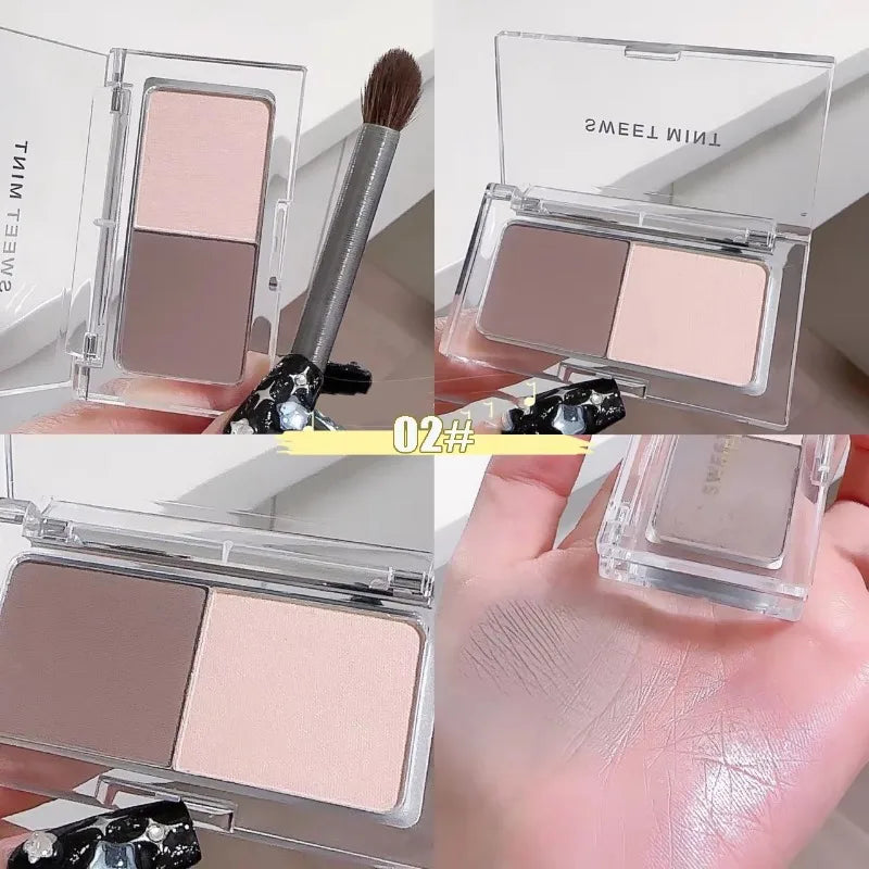 2 Color Tone Shading Shadow Powder Palette Contouring Highlighting&Bronzer Brighten Contour Three-dimensional Nose Makeup