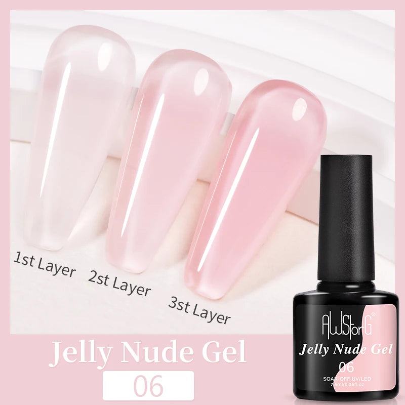 AWStorG Fiber Rubber Base Gel For Nails UV Gel Polish Semi Permanent Repair Fix Crack Nail Rubber Base Gel Strengthener 15ml