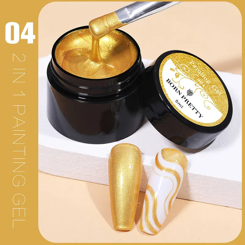 BORN PRETTY 5ml Metallic Painting Gel Polish Super Bright Silver Mirror Gel Sparkling Glitter Soak Off UV LED Gel Nail Art DIY