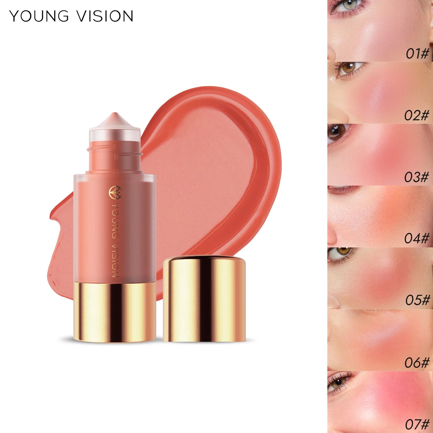 YOUNG VISION 8 colors long-lasting Bottom press moisturizing easy makeup blush pencil solid creamy Liquid blusher