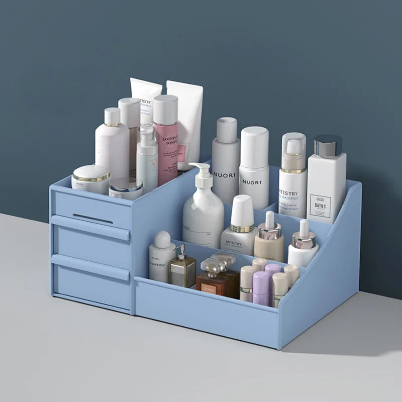Dressing Table Organizer Makeup Storage Box Dormitory Finishing Plastic Shelf Cosmetics Skin Care Table Drawer Makeup Organizer