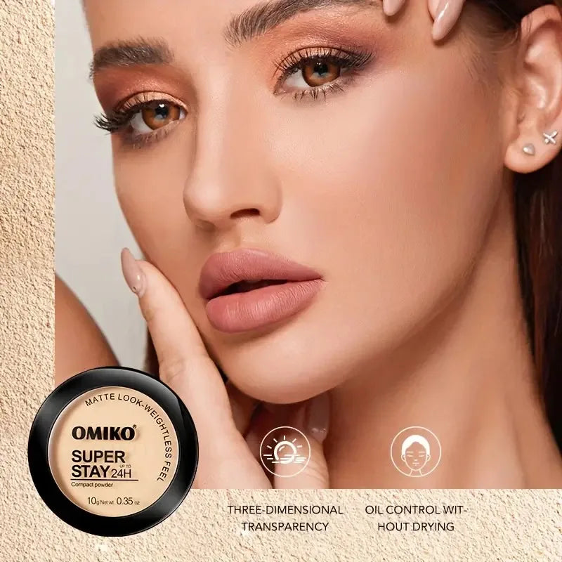 Pressed Powder Waterproof Long-lasting Full Coverage Face Compact Powder Makeup Foundation Oil 3 Color Control Cosmetics