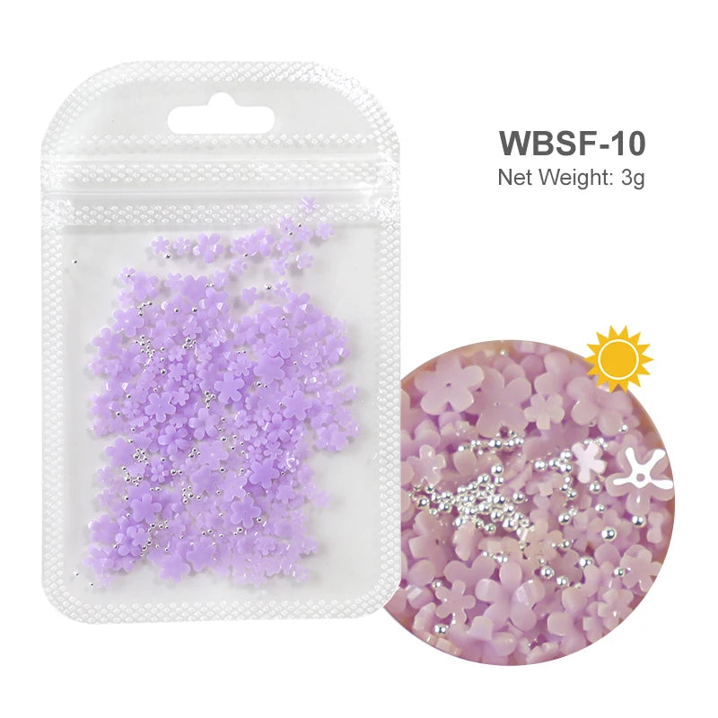 White Acrylic Flower Nail Art Decorations Mixed Size Rhinestones Red Blue Gem Manicure Tools Accessories DIY Nails Design 5g