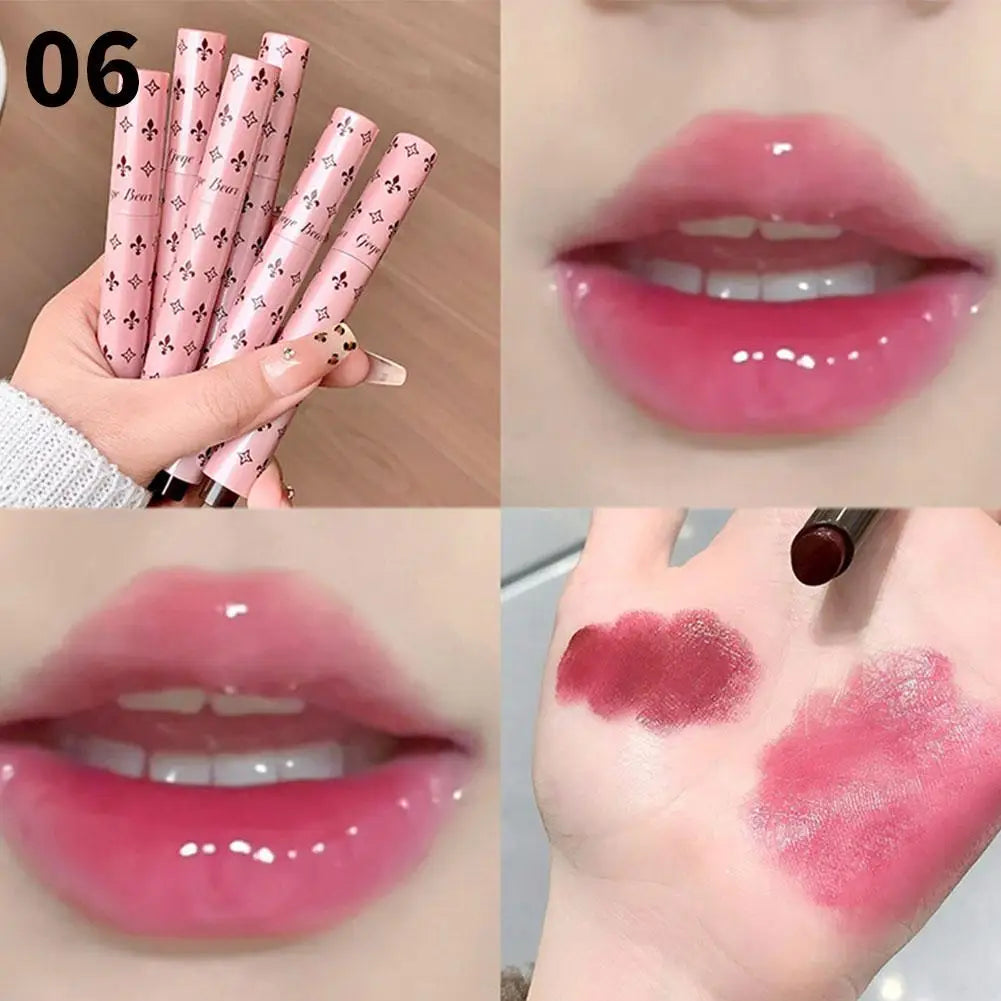 1PCS Glossy Solid Lip Gloss Mirror For Finish Moisturizing Water Light Tint Sweet tea raspberry Lipstick Long Lasting Non Stick