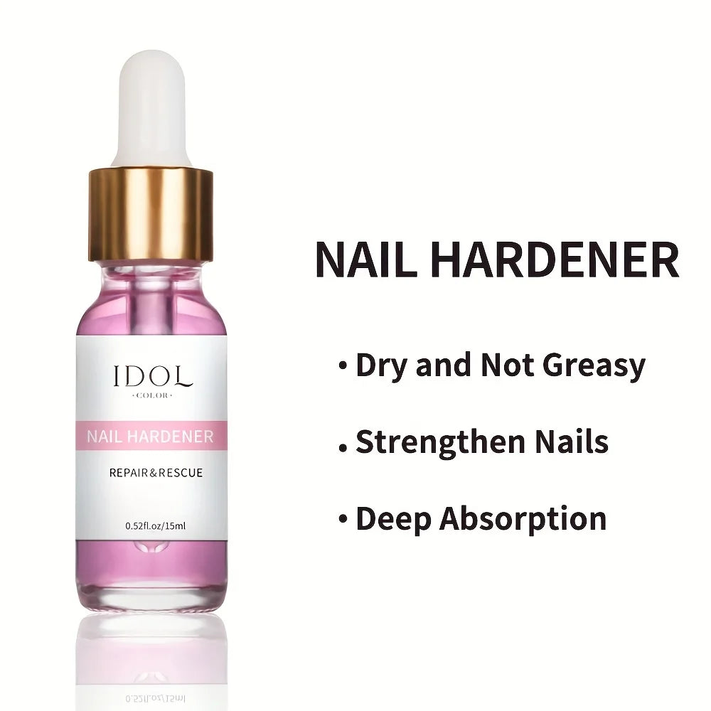 IDOL COLOR Nail Hardener, Repairs and Nourishes Damaged Nails, Enhances Nail Shine, Hardness and Toughness, 0.51 FL Oz