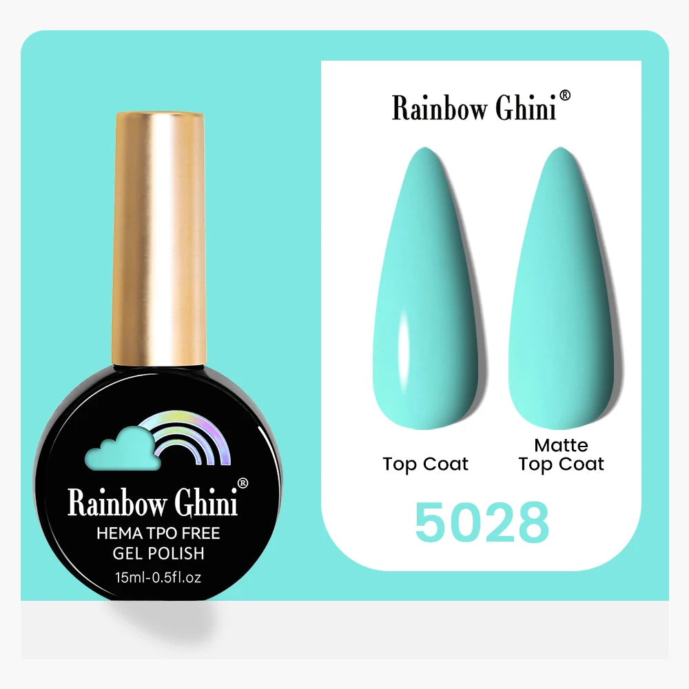 Rainbow Ghini 15ML 146 Colors Long-Lasting Colorful Gel Nail Polish Professional UV/LED Gel Polish Base Coat Matte Top Coat
