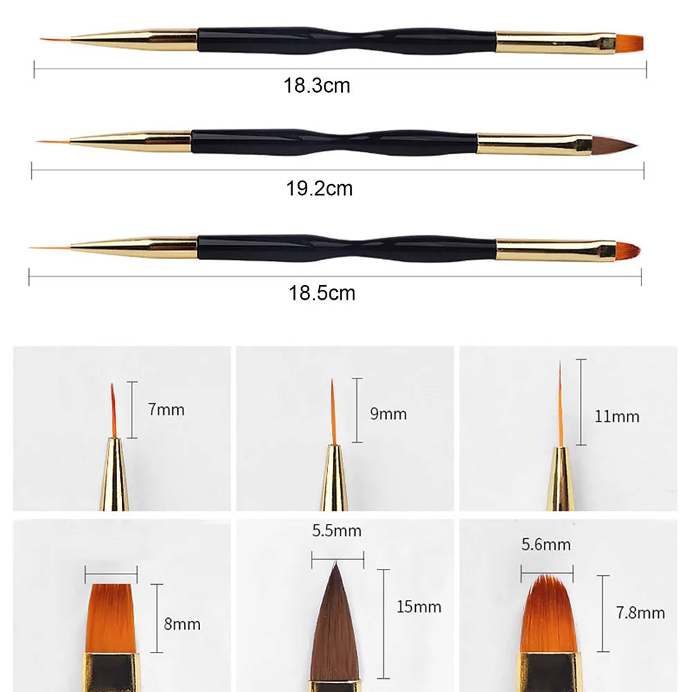 12pcs Nail Art Brushes, Nail Art Tool Set, Dotting Tools, Dust Brush,Striping Brushes for Long Lines, Drawing Pen For Gel Polish