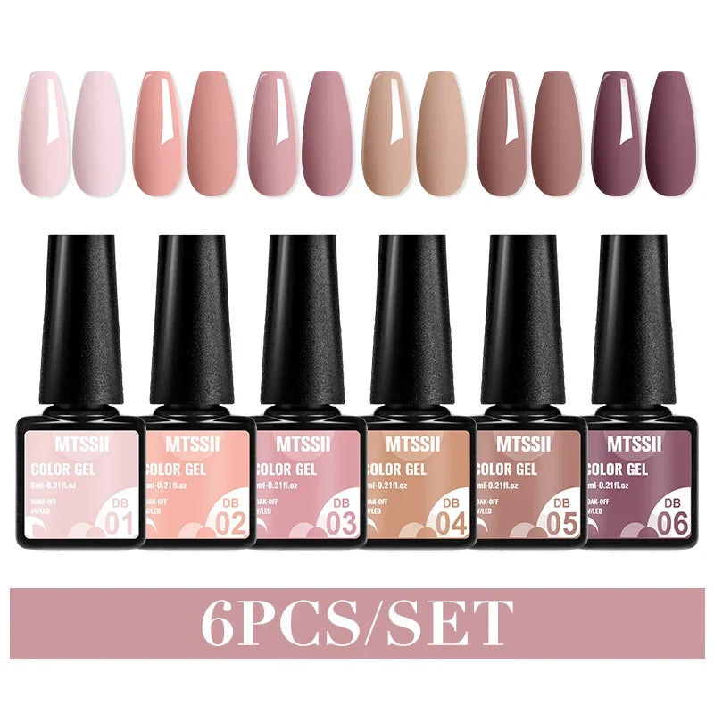 MTSSII 6PCS/Set Sparkly Red Roes Red Gel Nail Polish Shinning Nail Art LED UV Gel Varnish Nail Supplies Manicure Kit for Nails
