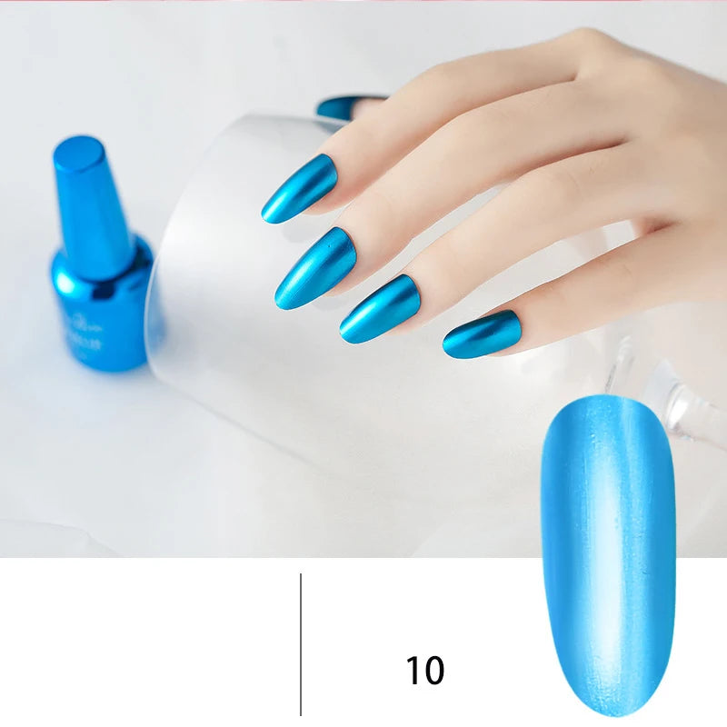 12 Colors Mirror Polish Long-lasting Quick-drying Metallic Silver Purple Rose Gold Nail Polish Is Not Peelable Nails Gel Varnish