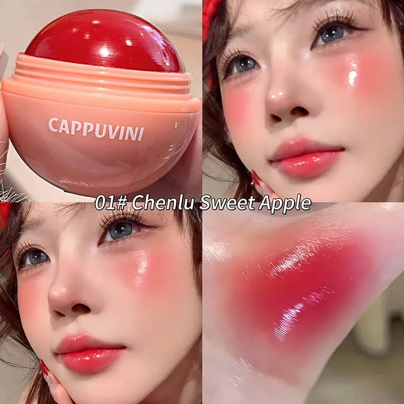 Cappuvini Vitality Juicy Blush Ball Natural Rosy Long-Lasting High Color Blusher Cream Face Makeup Rouge