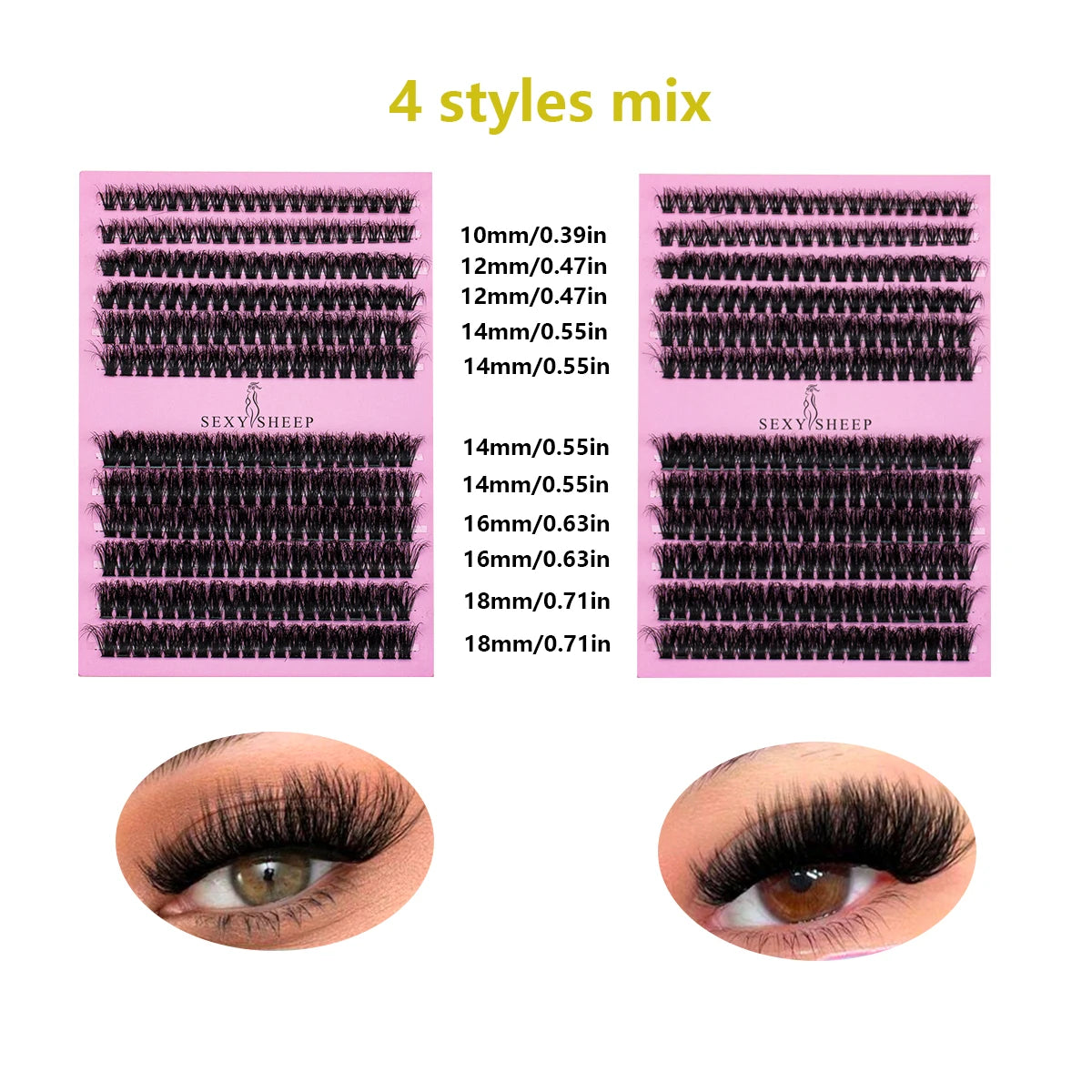 DIY False Eyelashes Clusters Extensions Individual Lashes Cluster Natural Segmented With glue,Remover,lash brush,tweezers