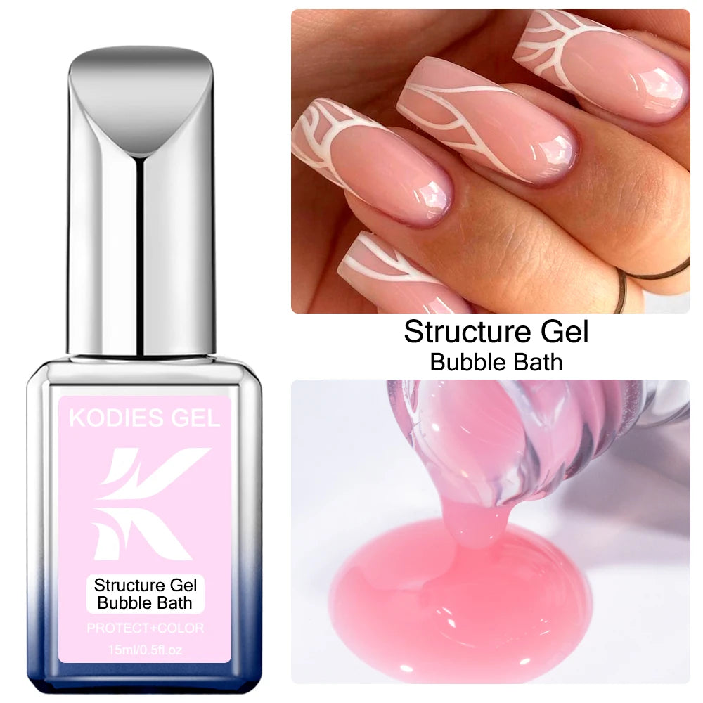 KODIES GEL 15ml Semi-permanent Rubber Base For Gel Varnish Hybrid Nude French Pink Enamel Soak Off Construction UV Gellak Salon
