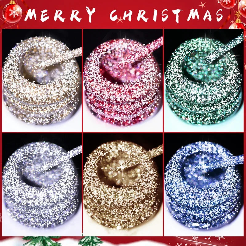 8ML Christmas Sparkling Reflective Diamond Glitter Liner Gel Nail Polish Soak Off UV Semi-Permanent Nail Art Varnish Manicure