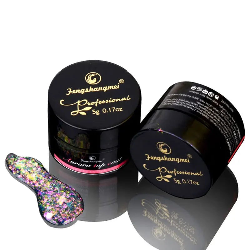 Aurora Glitter Gel Nail Polish 3D Non-Sticky Builder Gel Formula Long-Lasting Shine Soak Off UV/LED Cured Perfect for Manicures