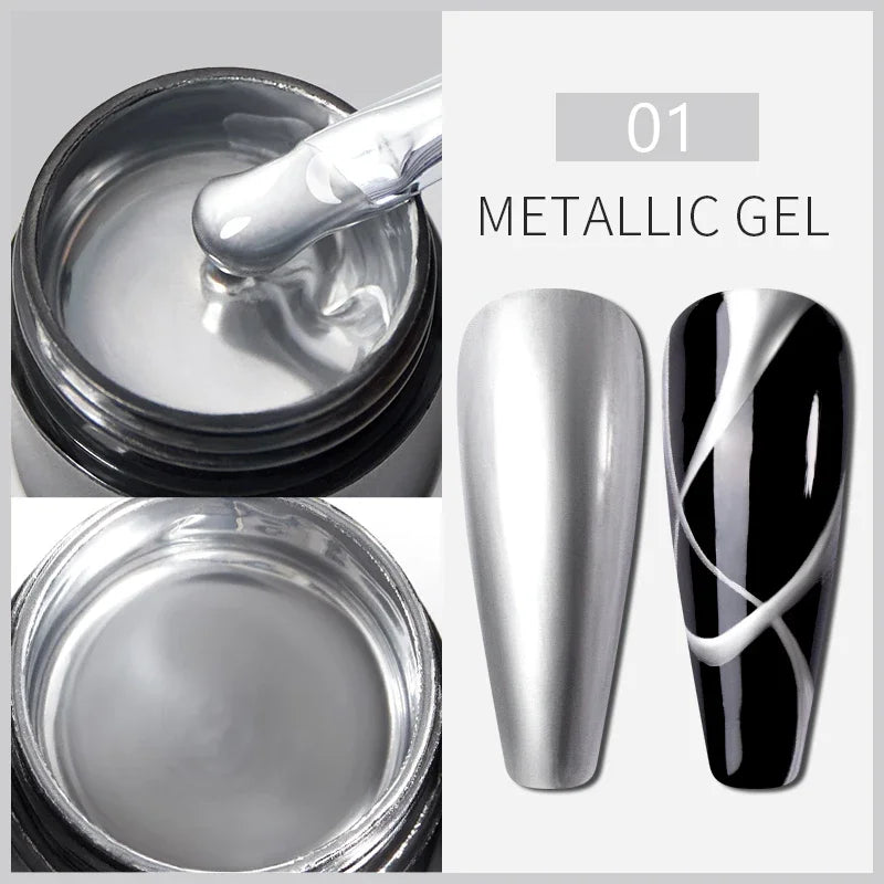 PUENTE Sparkle Platinum Gel Nail Polish 5ML Shiny Gold Silver Glitter Painting Gel Drawing Semi Permanent Varnish For Manicure