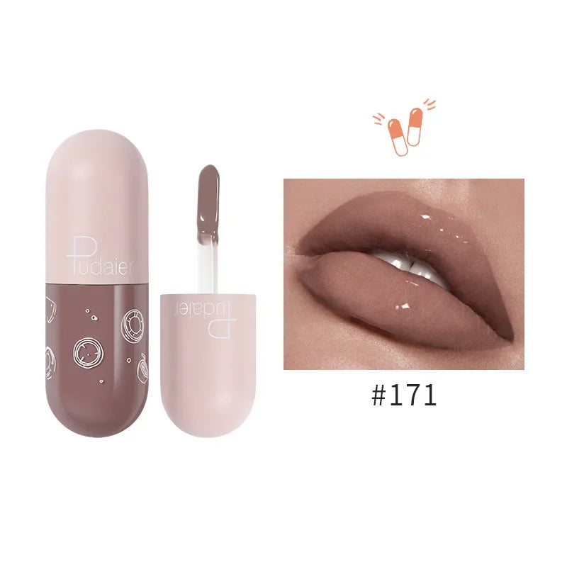 Mini Capsule Mirror Liquid Lipstick Lip Glaze Non-stick Cup Does Not Fall Color Lip Gloss Lip Stick Women Makeup