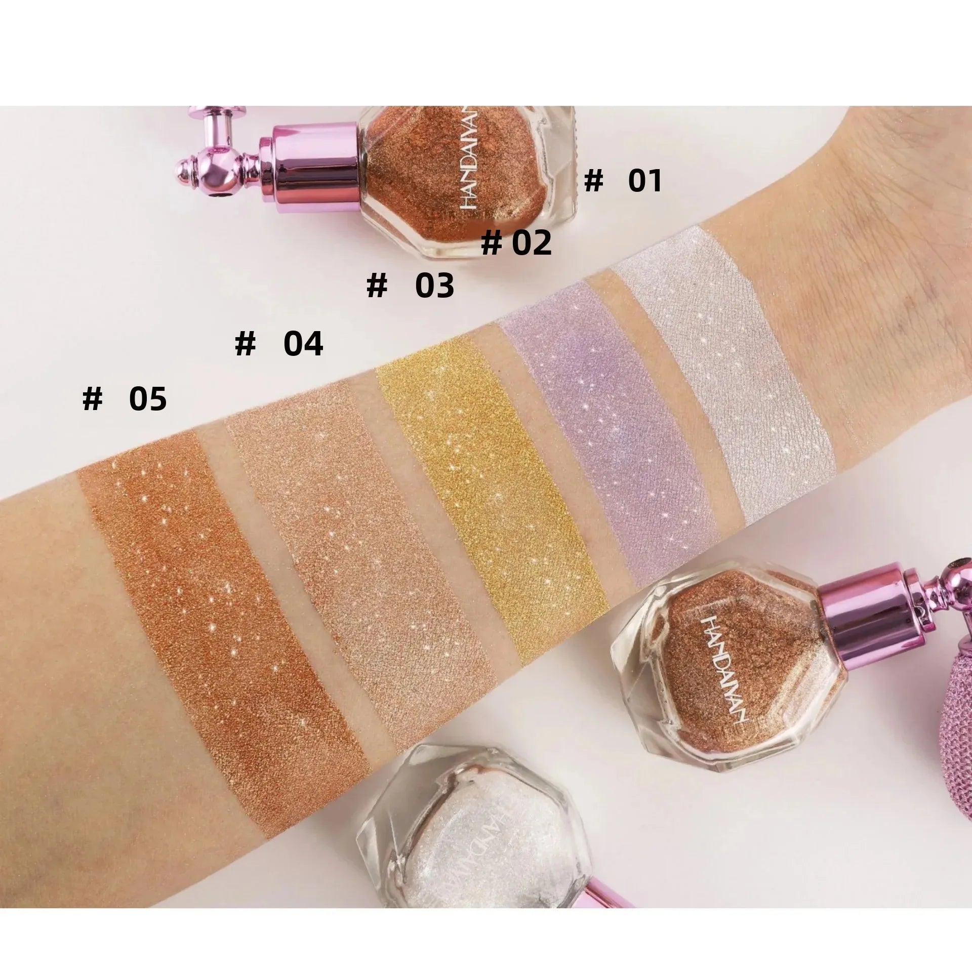 5 Color Body Highlight Powder Spray Brightening Sparkling Glitter Clothes Face Hair Makeup Highlighter Spray