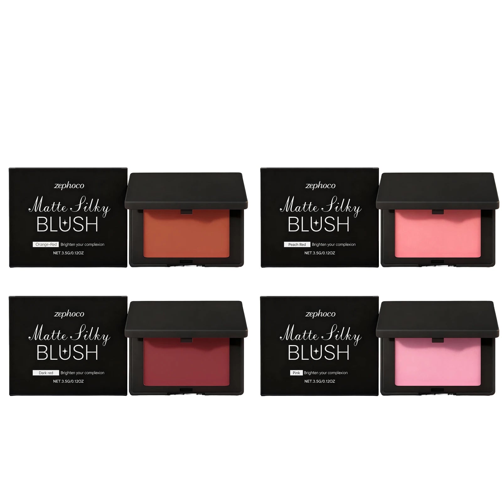 zephoco Matte Blush Powder Long Lasting Waterproof Cheek Makeup Natural Flush Color Easy To Blend No Fly Away Daily Wear 4Colors