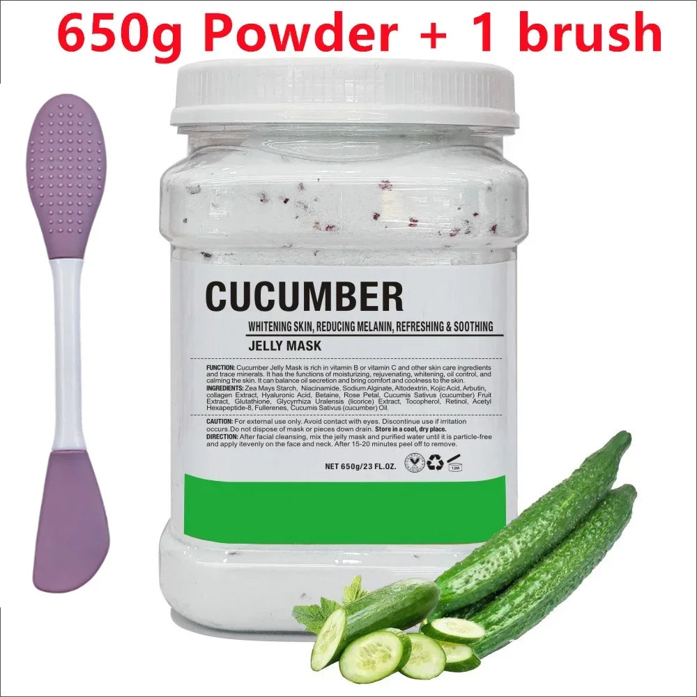 650g Chamomile Hyaluronic Acid Facial Moisturizing Mask Powder with Silicone Brush Increasing Skin Elasticity Rose Jelly Mask