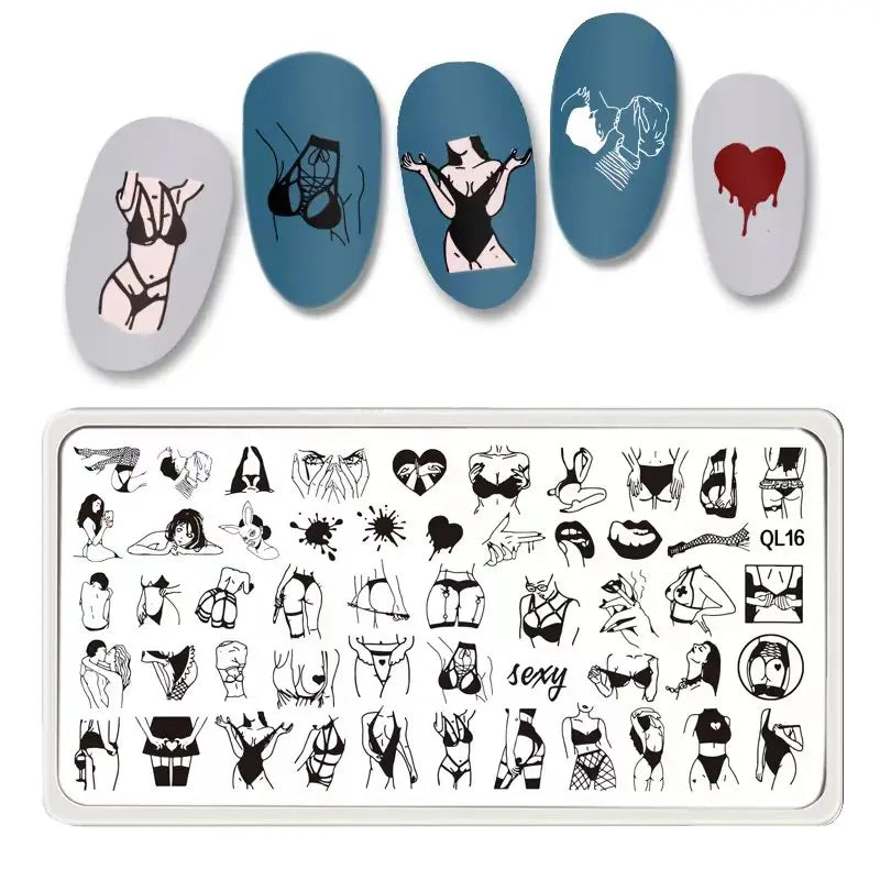 1PCS Blue Ocean Animal Nail Art Stamping Plates Fish Image Stencils for Nails Stamp Tools Manicure Template