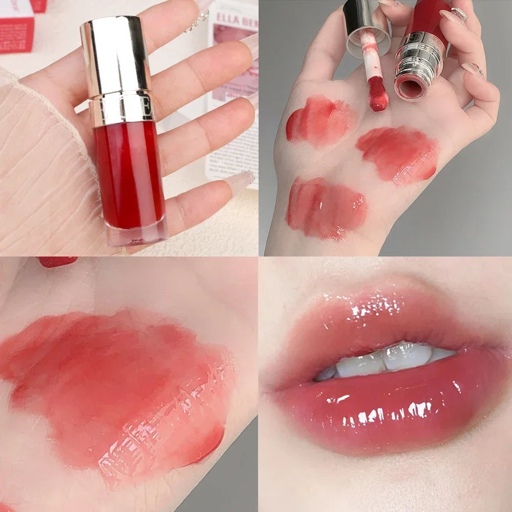 Water Mirror Lip Gloss Transparent Colored Glass Lip Oil Waterproof Lasting Moisturizing Lip Plumper Lipstick Makeup Cosmetics