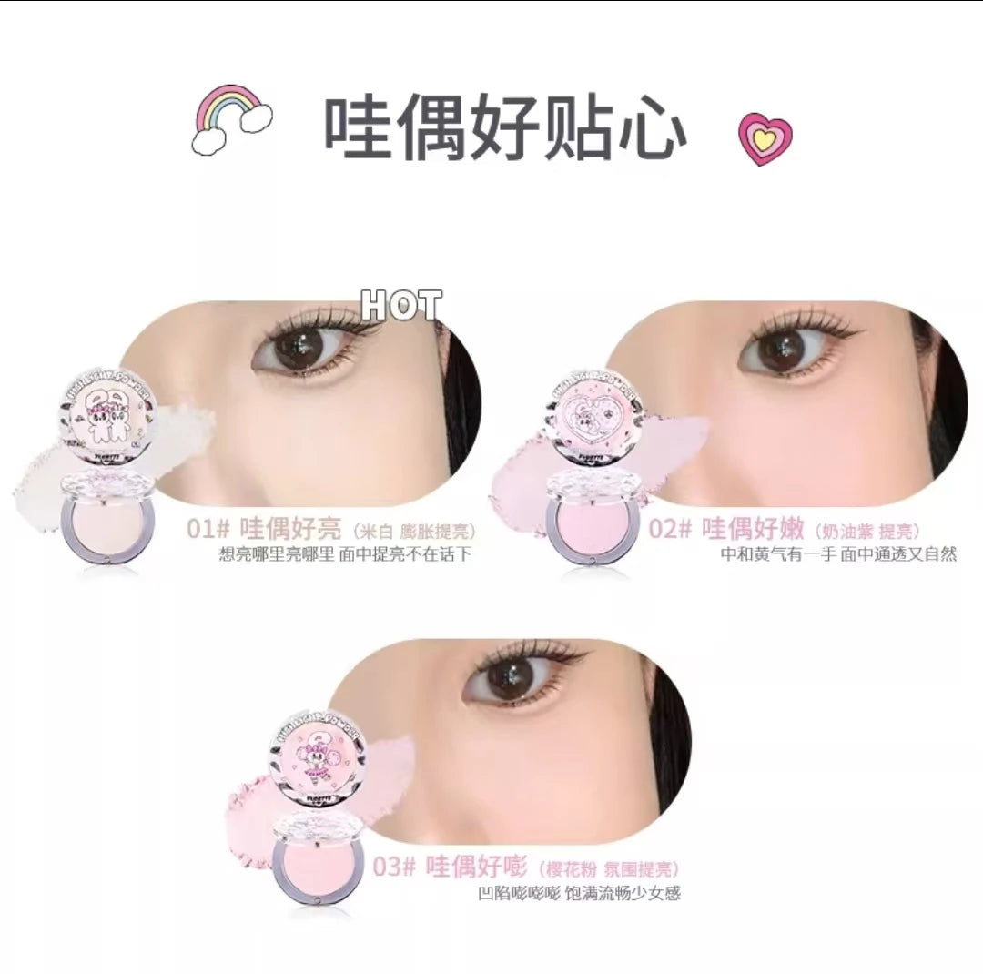 FLORTTE BUNNY Single Highlight Powder Facial Highgloss Natural Brightening Blush Cream Brightening Liftup Face 3D Stereoscopic