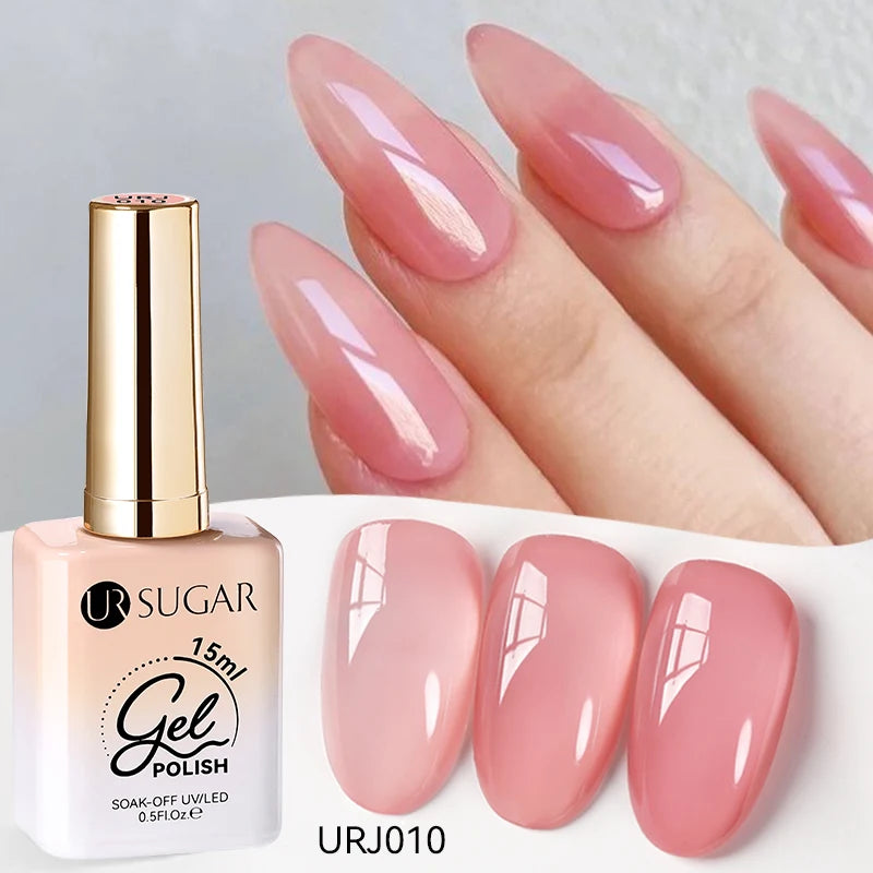 UR SUGAR 15ml Crystal Milky Jelly White Nude Gel Nail Polish Transparent Semi-permanent UV Gel Nail Art Soak Off Gel Varnish