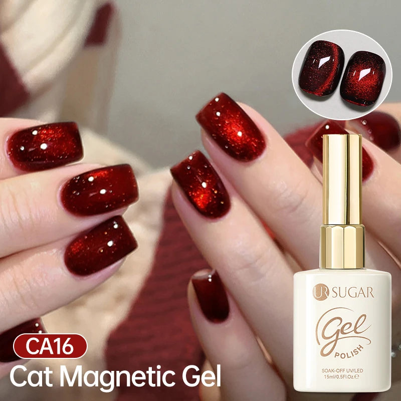 UR SUGAR 15ml Jelly Pink Cat Magnetic Gel Nail Polish Glitter ICE Soak Off Ceramic UV Gel Semi-permanent Nail Supplies Manicure