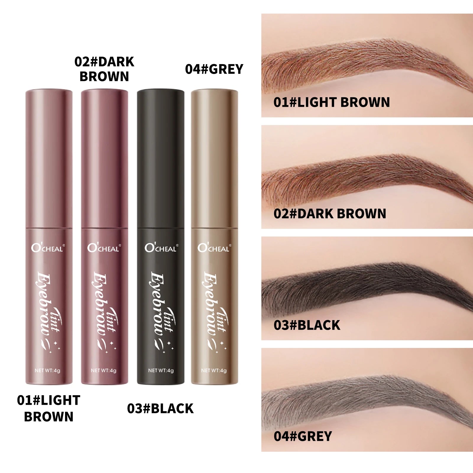 Ocheal Eyebrow Gel 4 Colors Long-lasting Fixed Eyebrow Waterproof Dyeing color Quick-dry Hose Transparent Eyebrow Gel Eye Makeup