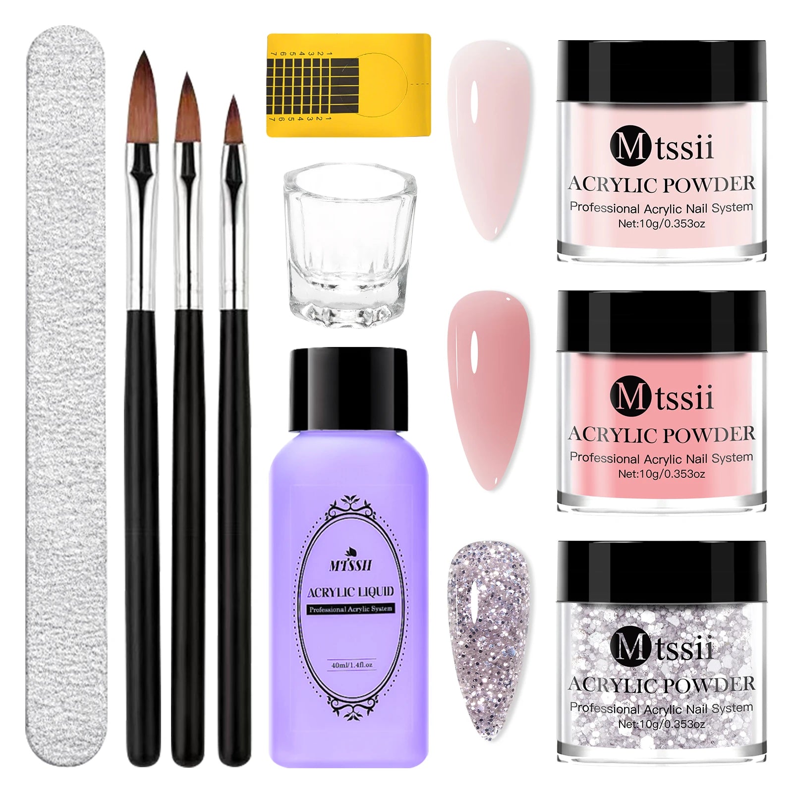 8pc Acrylic Powder Nail System Set, Nude Pink, Monomer Liquid Set for Nails Extension, Carving Flower, Adheshing Decorations DIY