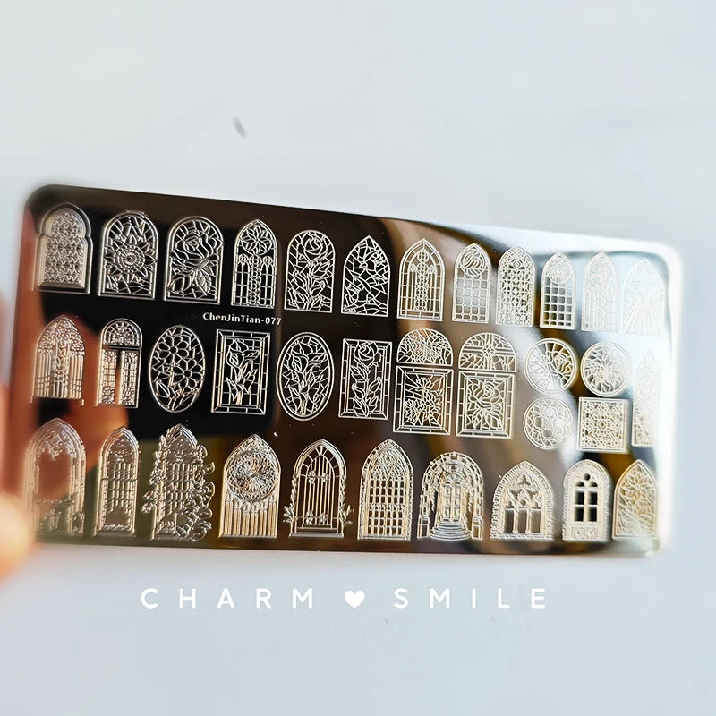 Cartoon Characters Stamping Plates French Line Geometry Flowers Leaves Animals Image Stainless Steel Nail Art Template Stencil