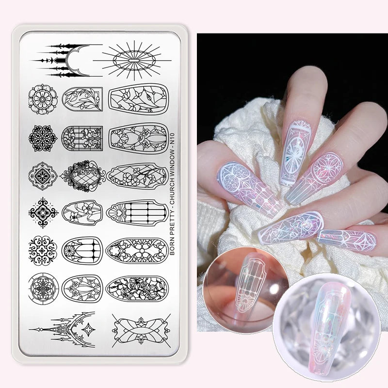Stamping Plates Butterfly Necklace Floral Line Nail Art Templates Printing Image Manicure Tool