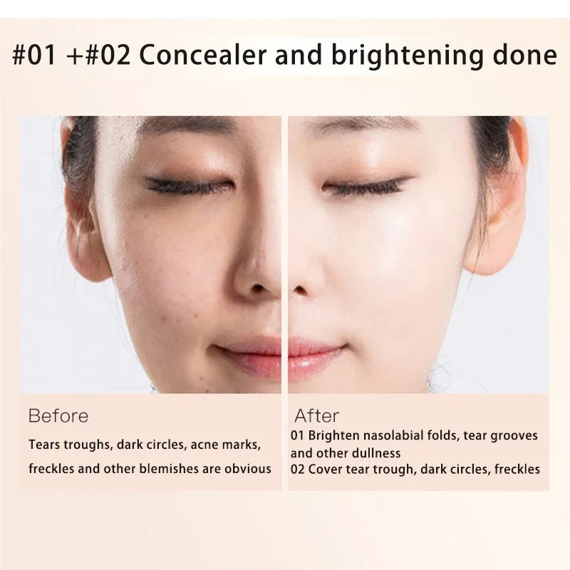 Even Skin Tone Moisturizing Oil Control Liquid Concealer Freckles Covering Acne Marks Dark Circles Concealer Face/Eye's Makeup