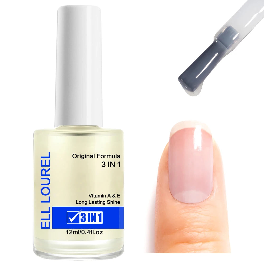 ELL LOUREL Original Formula 3 IN 1 Nail Strengthener Vitamin A,E Long Lasting Shine Nail Hardener Keratin Growth Polish Care