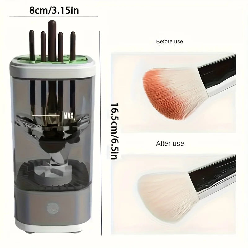 Electric makeup brush cleaner, handheld automatic makeup brush cleaning tool, suitable for 3-4 brushes, thoroughly clean