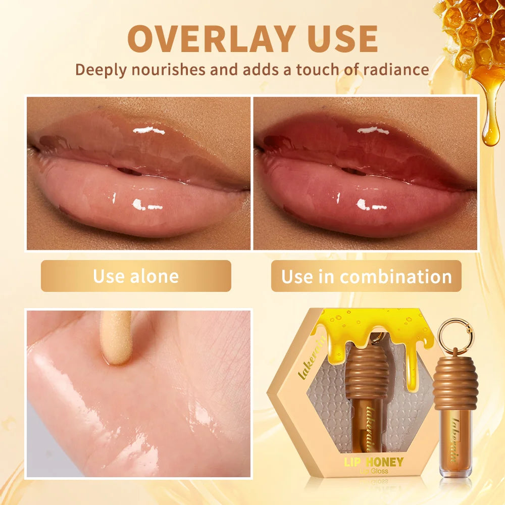 Lip Gloss Plumper Hydrating Lip Balm Smooth Long Lasting Moisturizing Nourishing Lips Honey Oil Non Sticky Cosmetics Bag Clip Ri