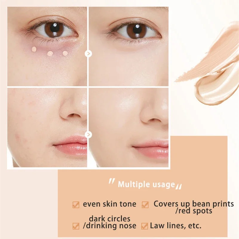 Even Skin Tone Moisturizing Oil Control Liquid Concealer Freckles Covering Acne Marks Dark Circles Concealer Face/Eye's Makeup