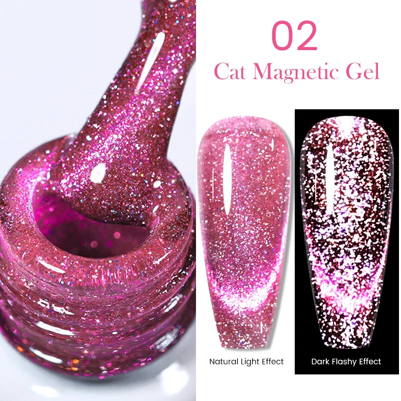 BORN PRETTY 10ml Black Glass Cat Magnetic Gel Nail Polish Silver Gold Glitter Semi Permanent Soak Off UV LED Gel Varnish