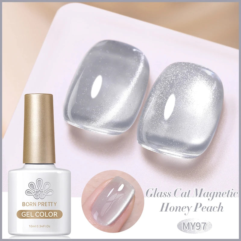 BORN PRETTY 10ml Black Glass Cat Magnetic Gel Nail Polish Silver Gold Glitter Semi Permanent Soak Off UV LED Gel Varnish