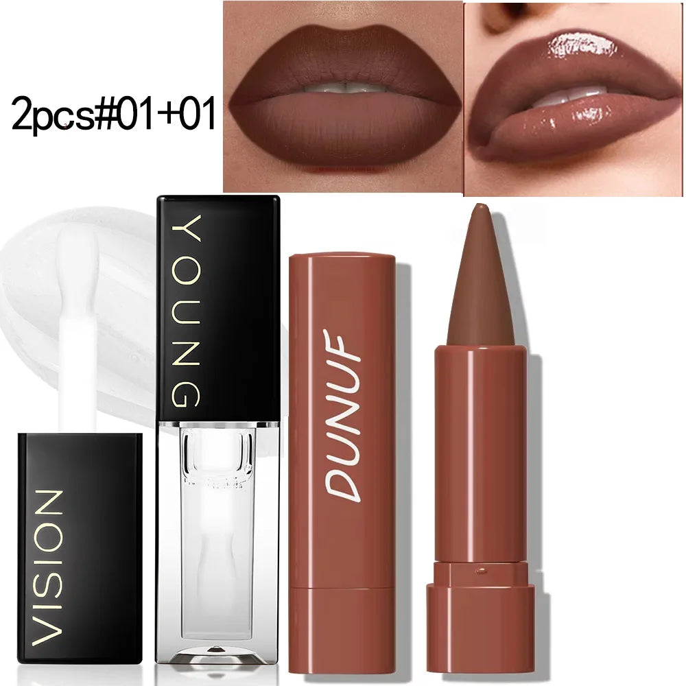 Gradient Lip Liner Pen with Matte Velvet Finish Smooth Application Lipstick for Defined and Elegant Lips